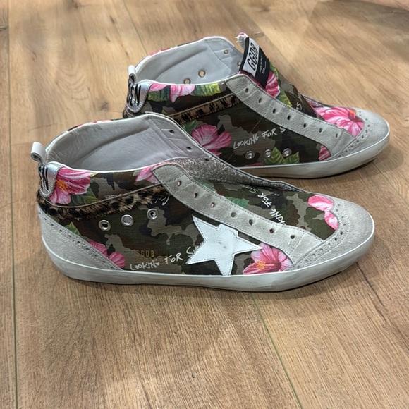 Golden Goose Green and Pink High-Top Sneakers - Picture 1 of 7